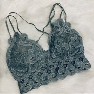 Crochet Lace Scallop Bralette Dusty Teal